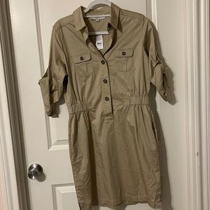 Loft khaki shirt dress. NWT. Size small